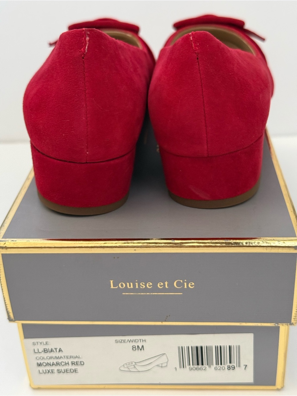 Louise et Cie Biata Red Suede Block Heel Pumps Buckle Accent Size 8 - Picture 5 of 6
